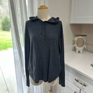 Dark Gray Hooded Athletic Long Sleeve Top